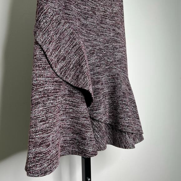 LOFT XXS Skirt- burgundy tweed,tiered, stretchy, multicolored work, summer party - Picture 5 of 5